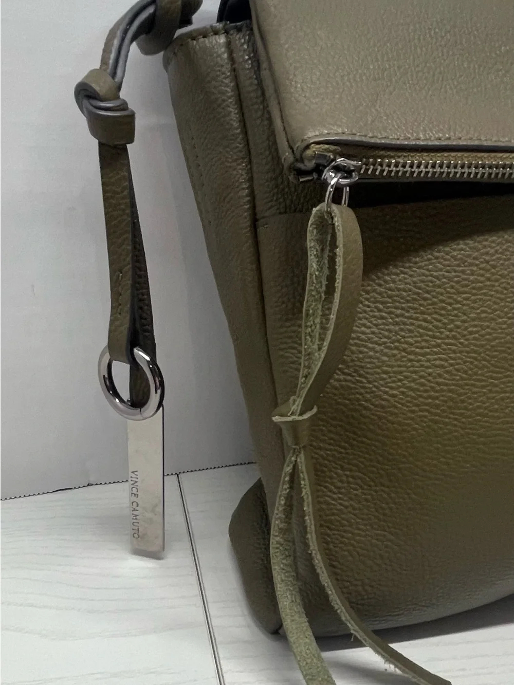 VINCE CAMUTO “Miles” Leather Crossbody Bag - Olive Green
